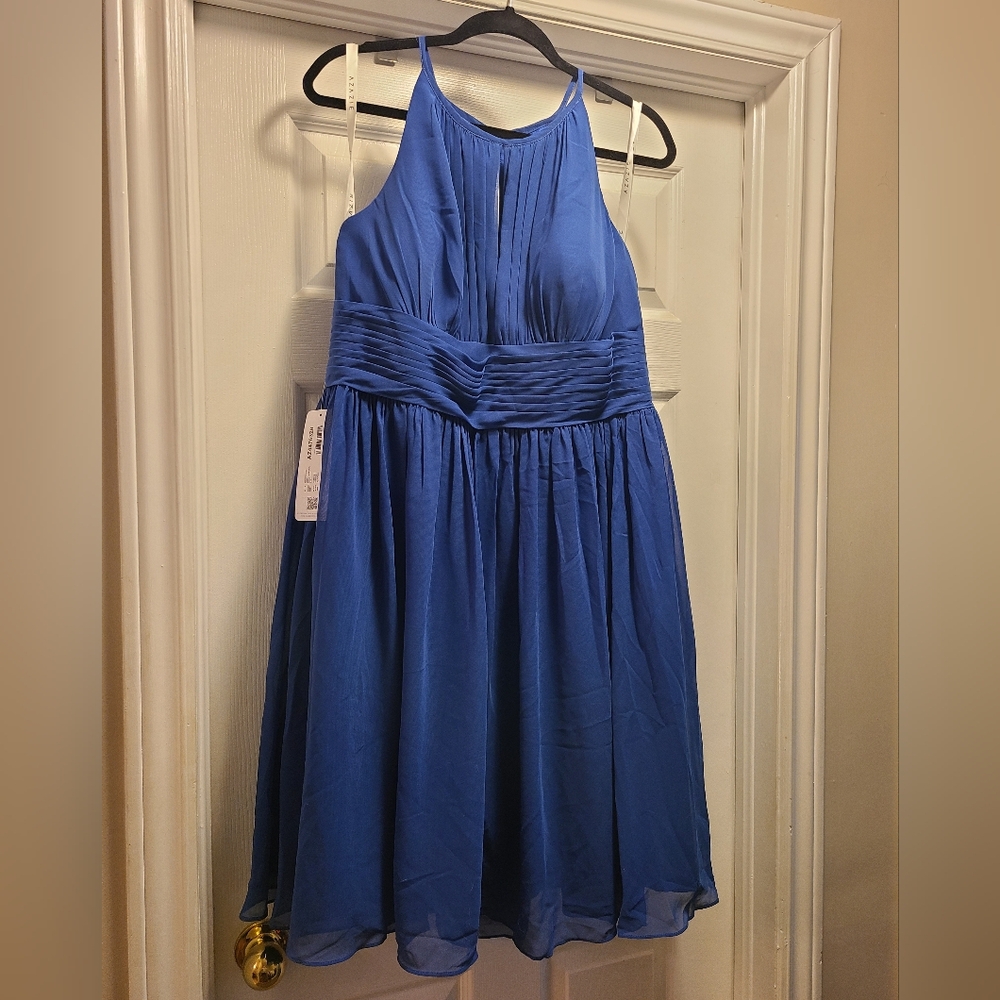 Azazie Royal Blue Pleated Dress